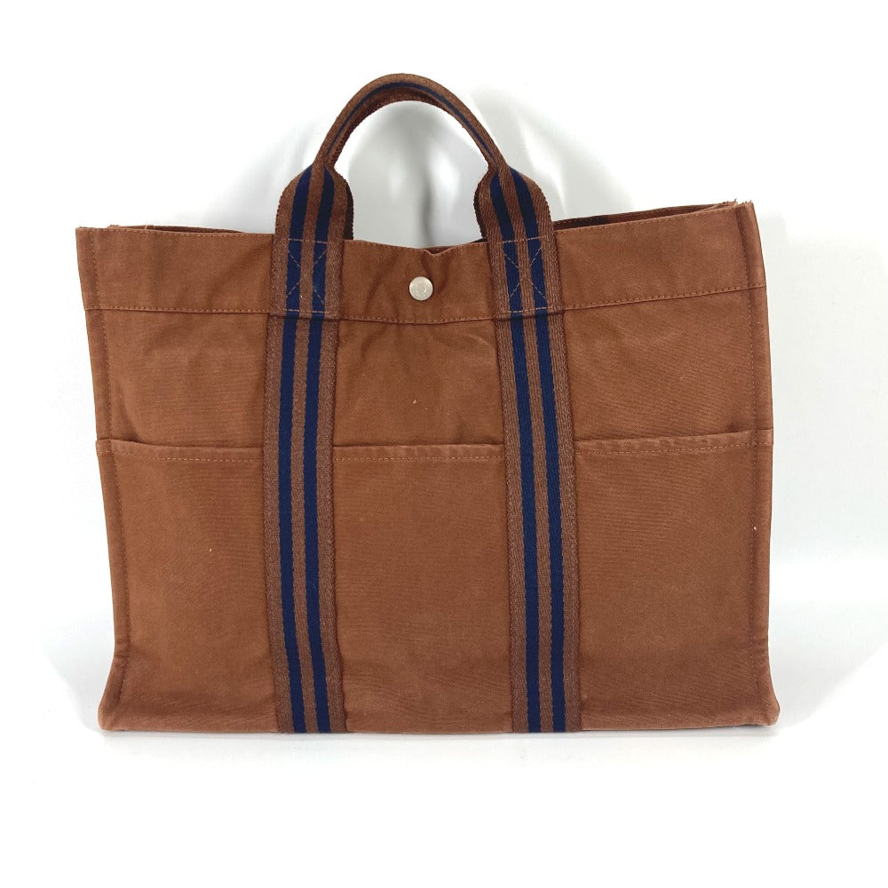 HERMES Tote Bag canvas Brown Handbag Fool ToeTote MM