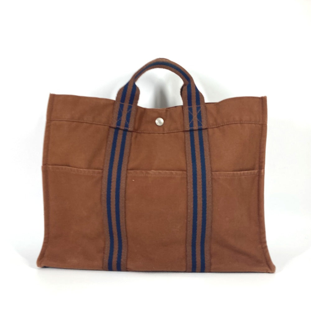 HERMES Tote Bag canvas Brown Handbag Fool ToeTote MM
