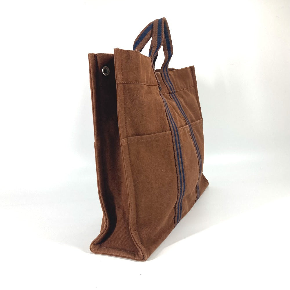 HERMES Tote Bag canvas Brown Handbag Fool ToeTote MM