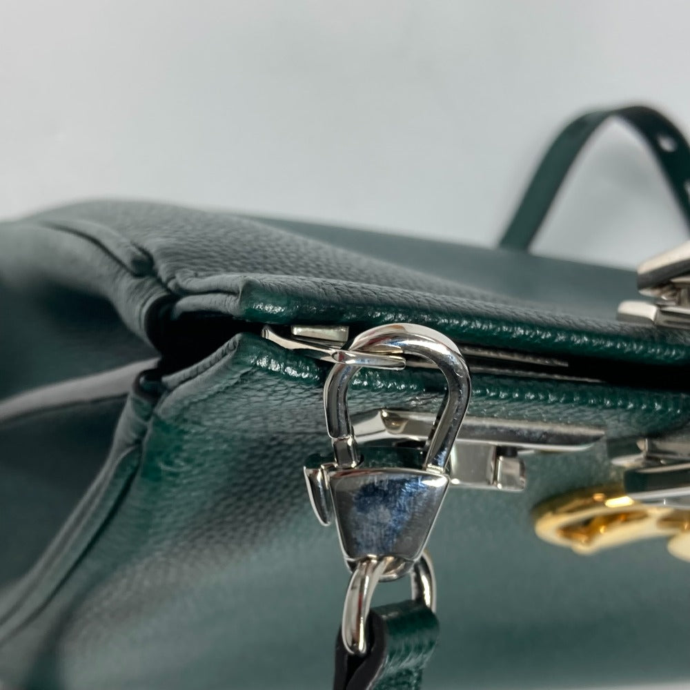 GUCCI Handbag 569712 leather green Zumi Small GG Women Secondhand