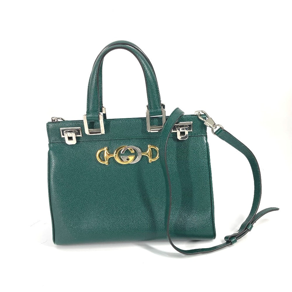 GUCCI Handbag 569712 leather green Zumi Small GG Women Secondhand