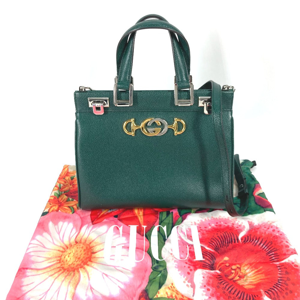 GUCCI Handbag 569712 leather green Zumi Small GG Women Secondhand