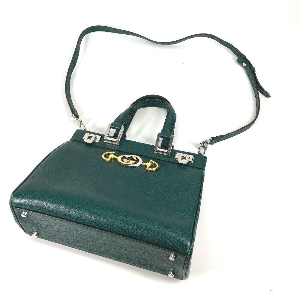 GUCCI Handbag 569712 leather green Zumi Small GG Women Secondhand