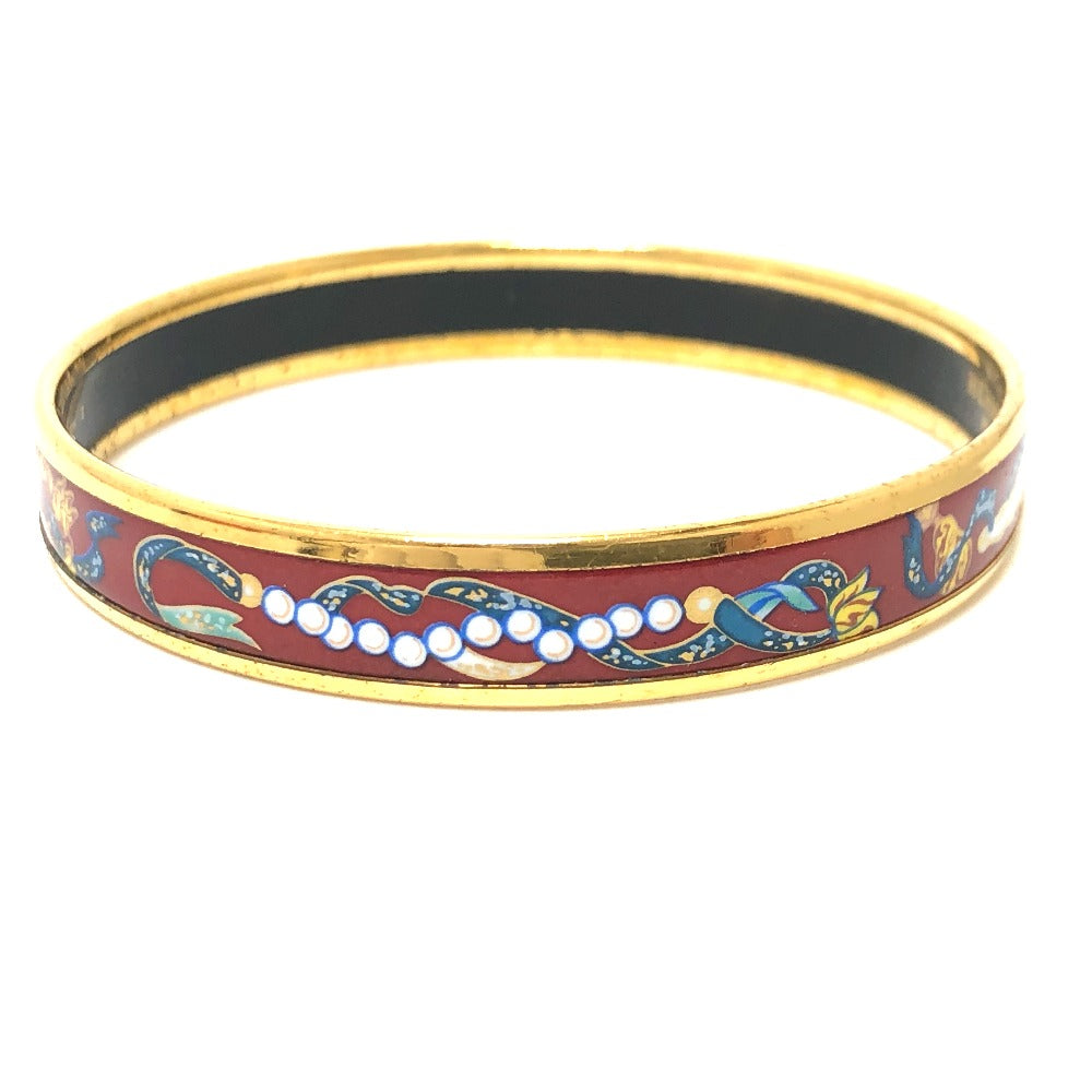 HERMES Bangle Gold Plated, Cloisonne Red type Emaille PM Women Used