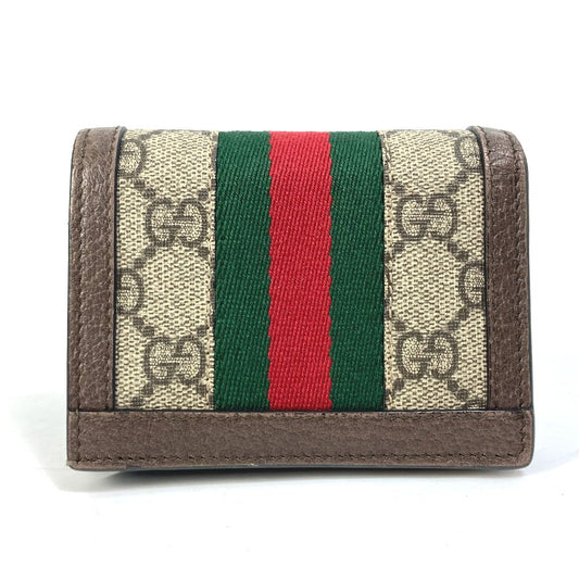 GUCCI Folded wallet 593662 GG Supreme Canvas beige GG Shelly line Ophidia mini wallet Women Secondhand