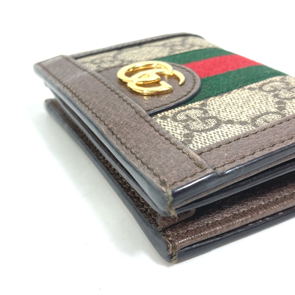 GUCCI Folded wallet 593662 GG Supreme Canvas beige GG Shelly line Ophidia mini wallet Women Secondhand