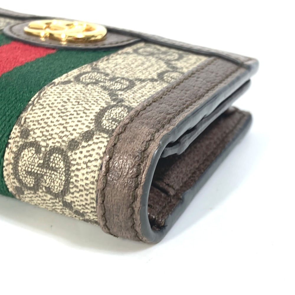 GUCCI Folded wallet 593662 GG Supreme Canvas beige GG Shelly line Ophidia mini wallet Women Secondhand