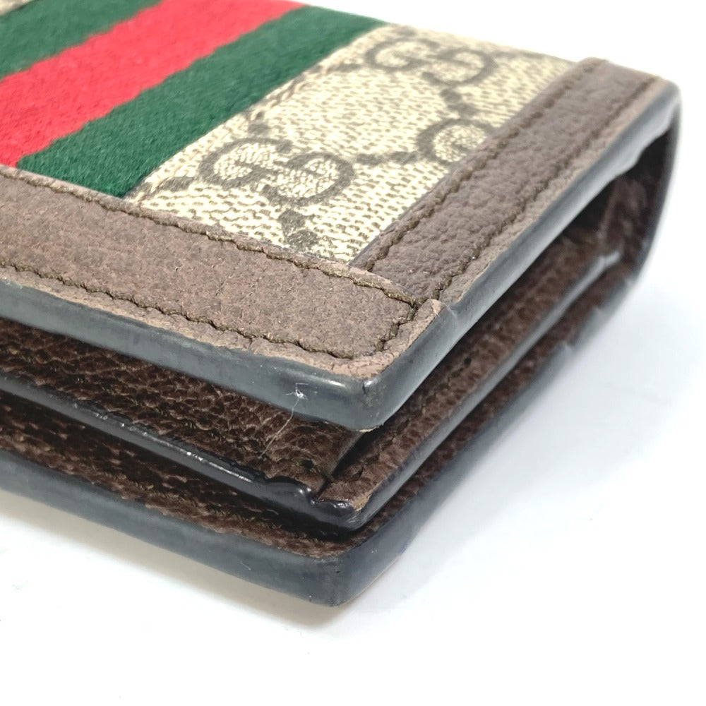 GUCCI Folded wallet 593662 GG Supreme Canvas beige GG Shelly line Ophidia mini wallet Women Secondhand