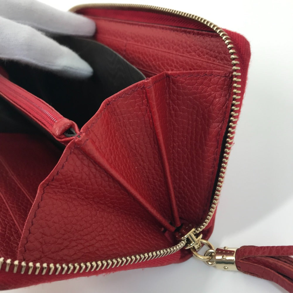 GUCCI Long Wallet Purse 598187 leather Red Long wallet with tassel GG Soho Women Used