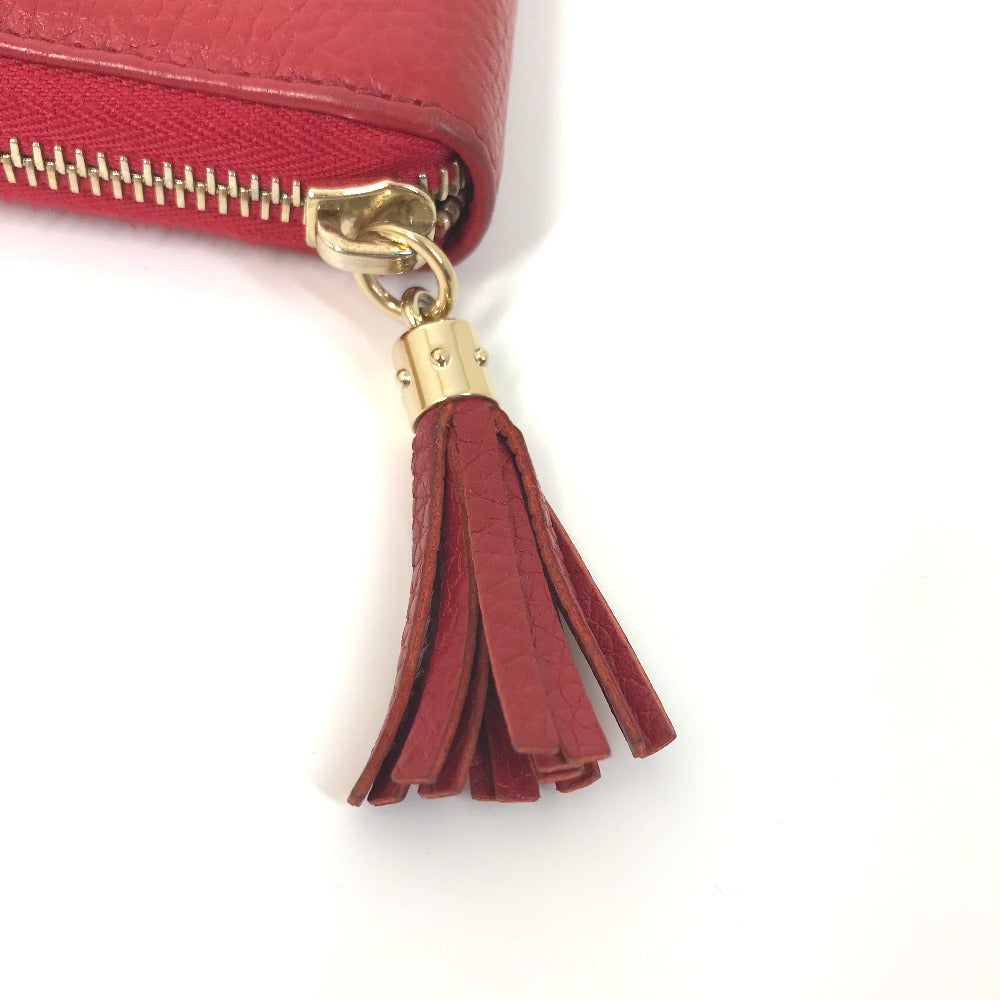 GUCCI Long Wallet Purse 598187 leather Red Long wallet with tassel GG Soho Women Used