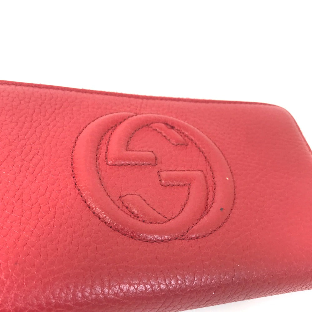 GUCCI Long Wallet Purse 598187 leather Red Long wallet with tassel GG Soho Women Used