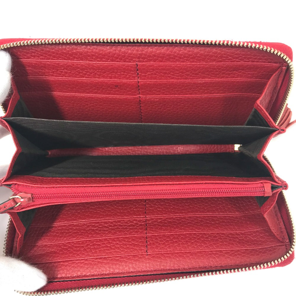 GUCCI Long Wallet Purse 598187 leather Red Long wallet with tassel GG Soho Women Used