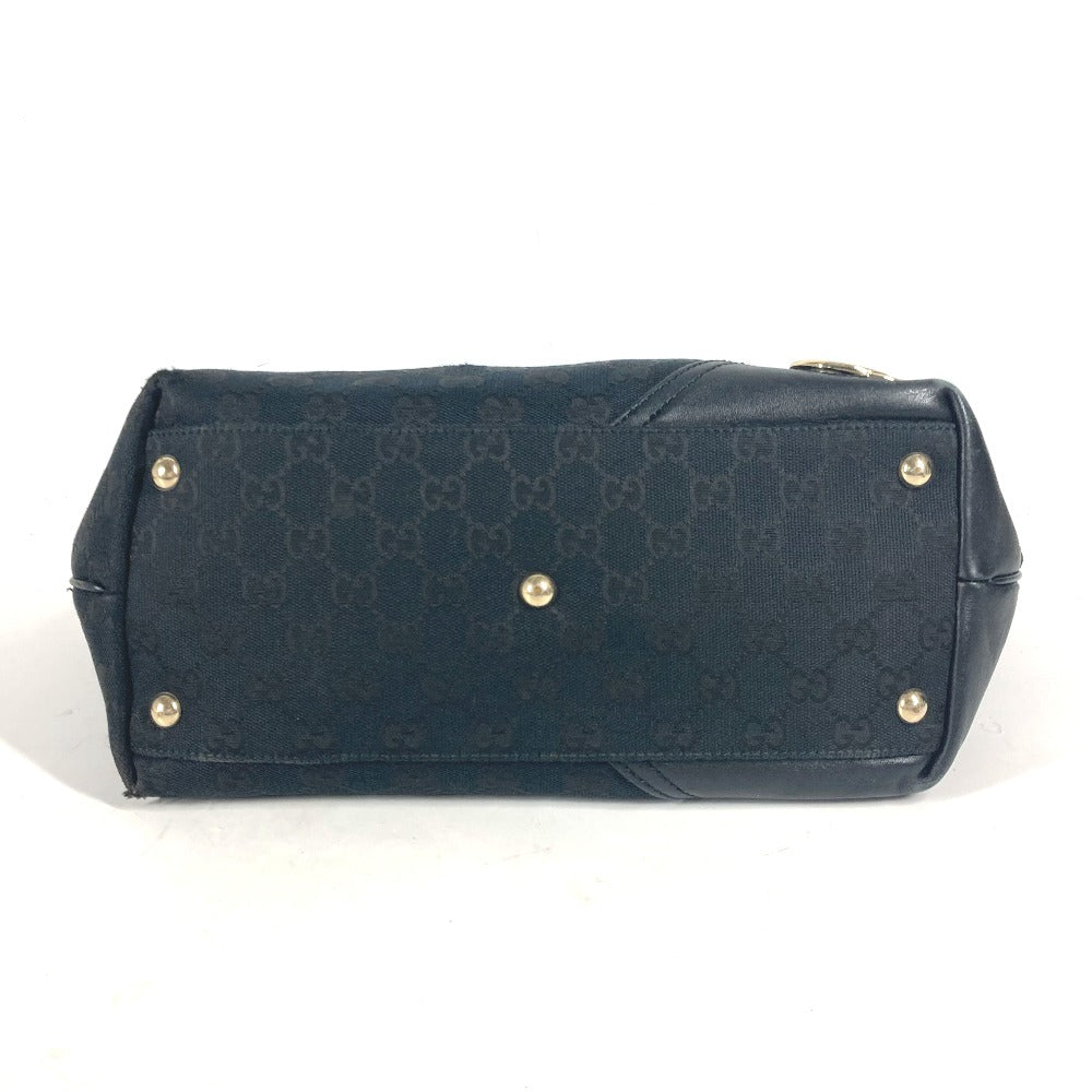 GUCCI Shoulder Bag 169946 GG canvas / leather black GG New Brit Tote Bag Women Used