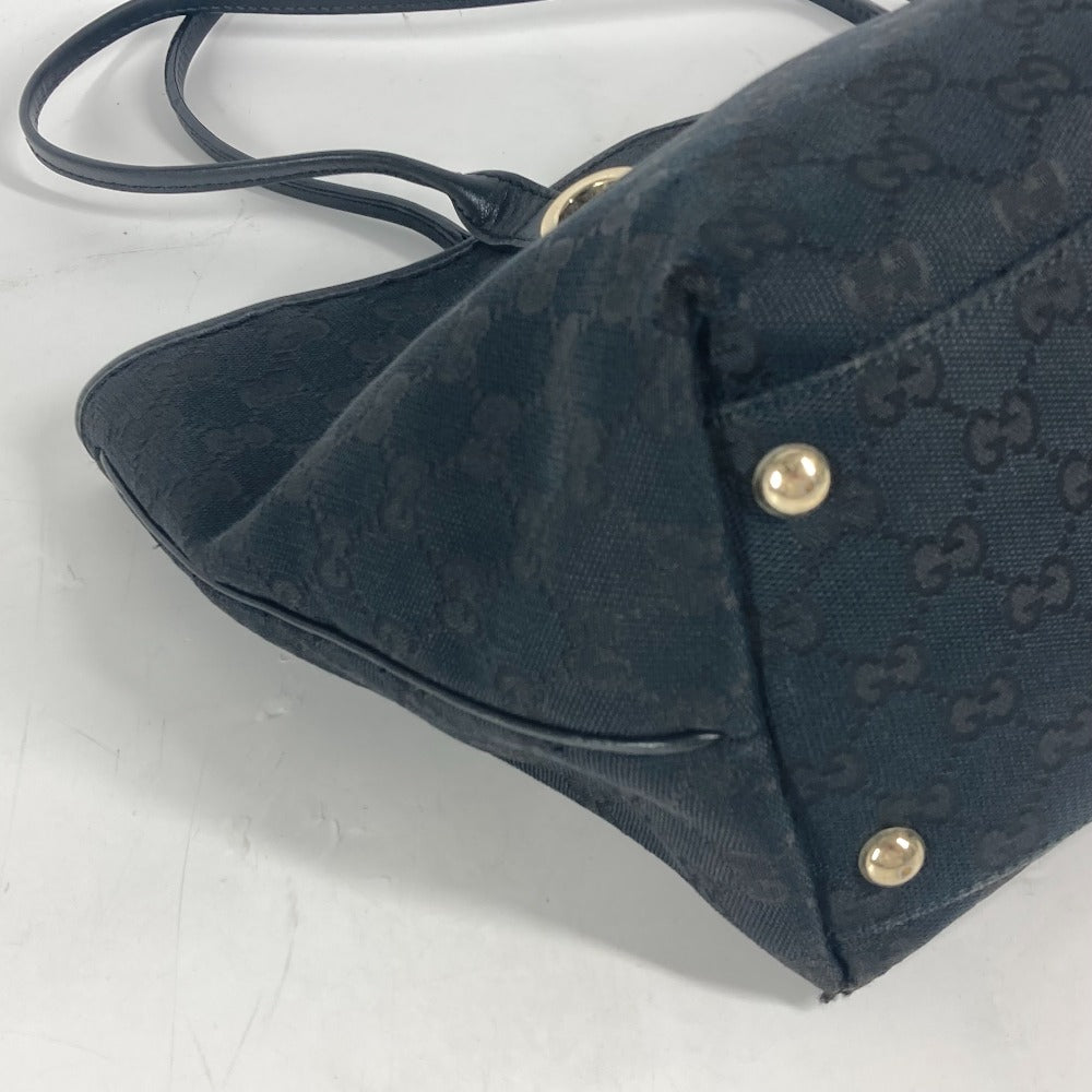 GUCCI Shoulder Bag 169946 GG canvas / leather black GG New Brit Tote Bag Women Used