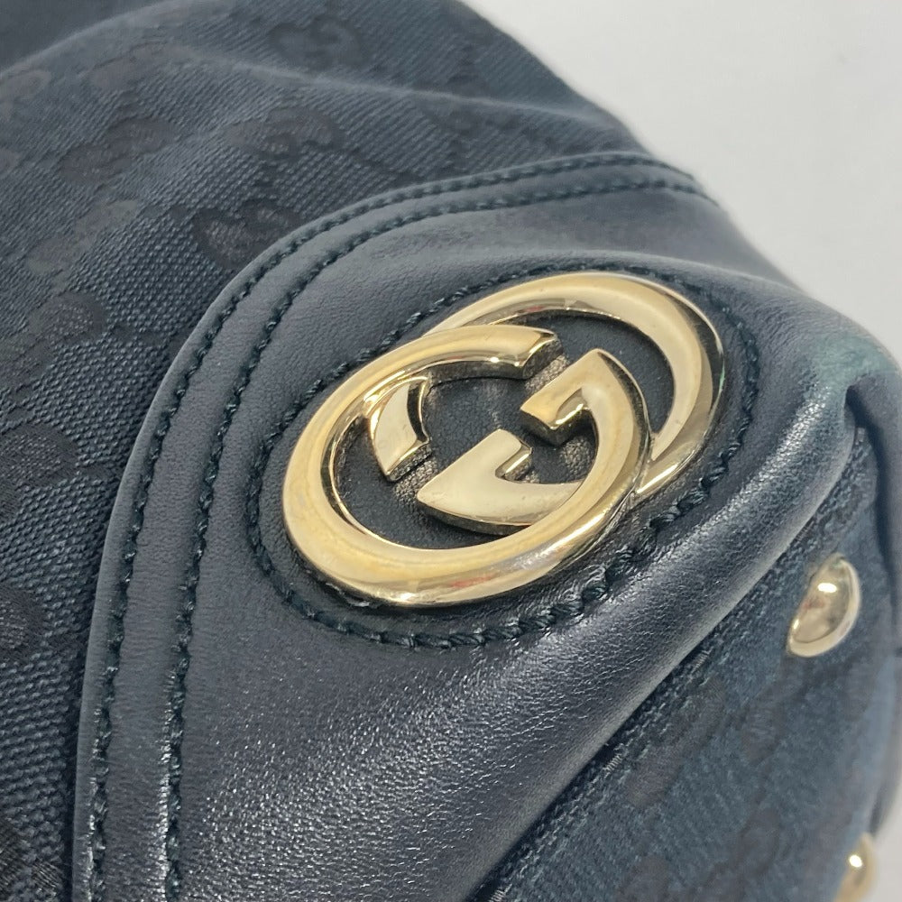 GUCCI Shoulder Bag 169946 GG canvas / leather black GG New Brit Tote Bag Women Used