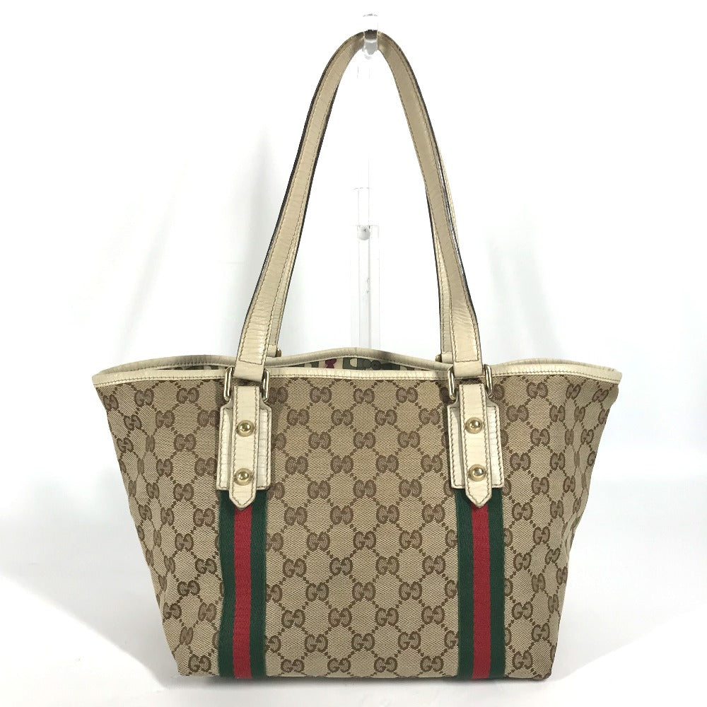 GUCCI Shoulder Bag 137396 GG canvas / leather beige GG Shelly line Women Used