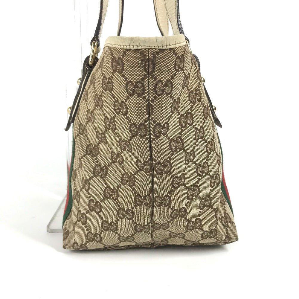 GUCCI Shoulder Bag 137396 GG canvas / leather beige GG Shelly line Women Used