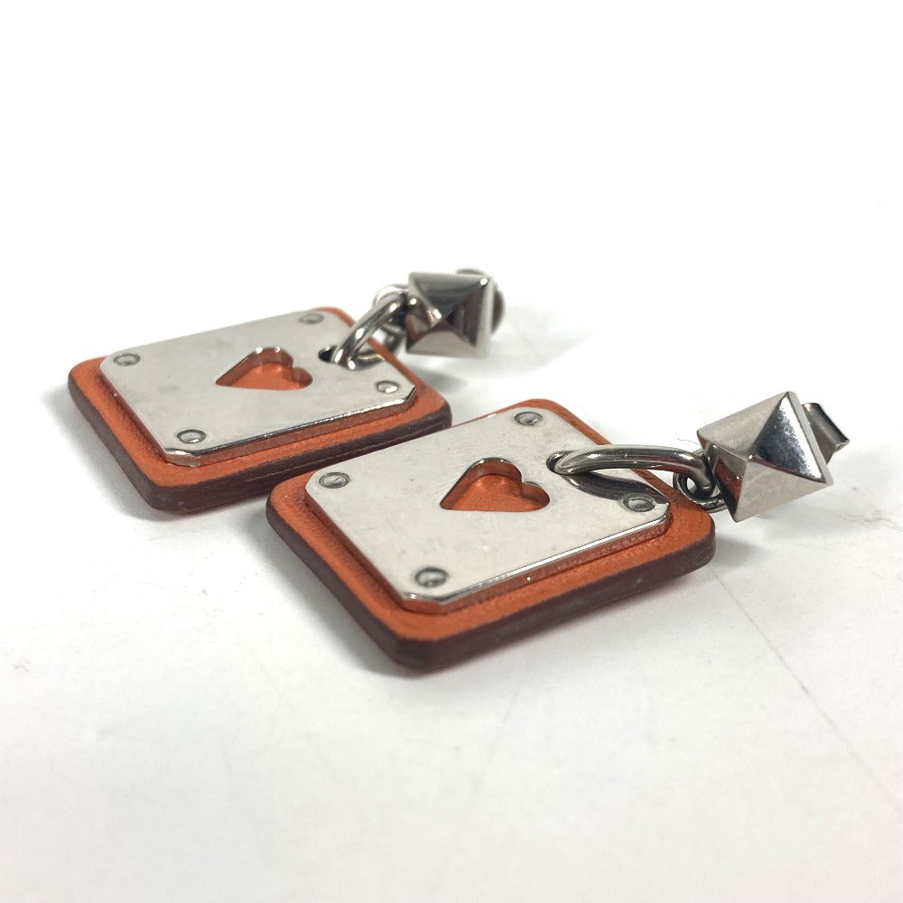 HERMES Pierce Metal, Leather Silver heart Asdukour PM Women Used