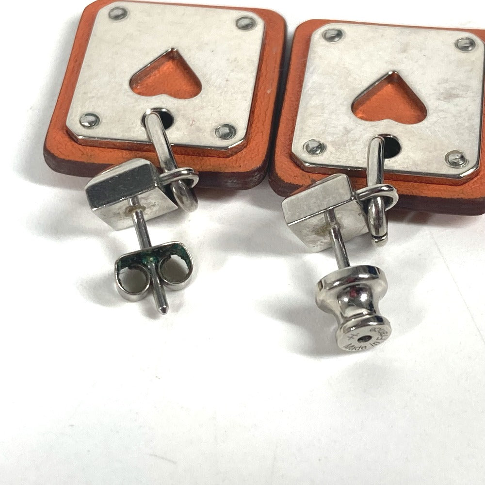HERMES Pierce Metal, Leather Silver heart Asdukour PM Women Used