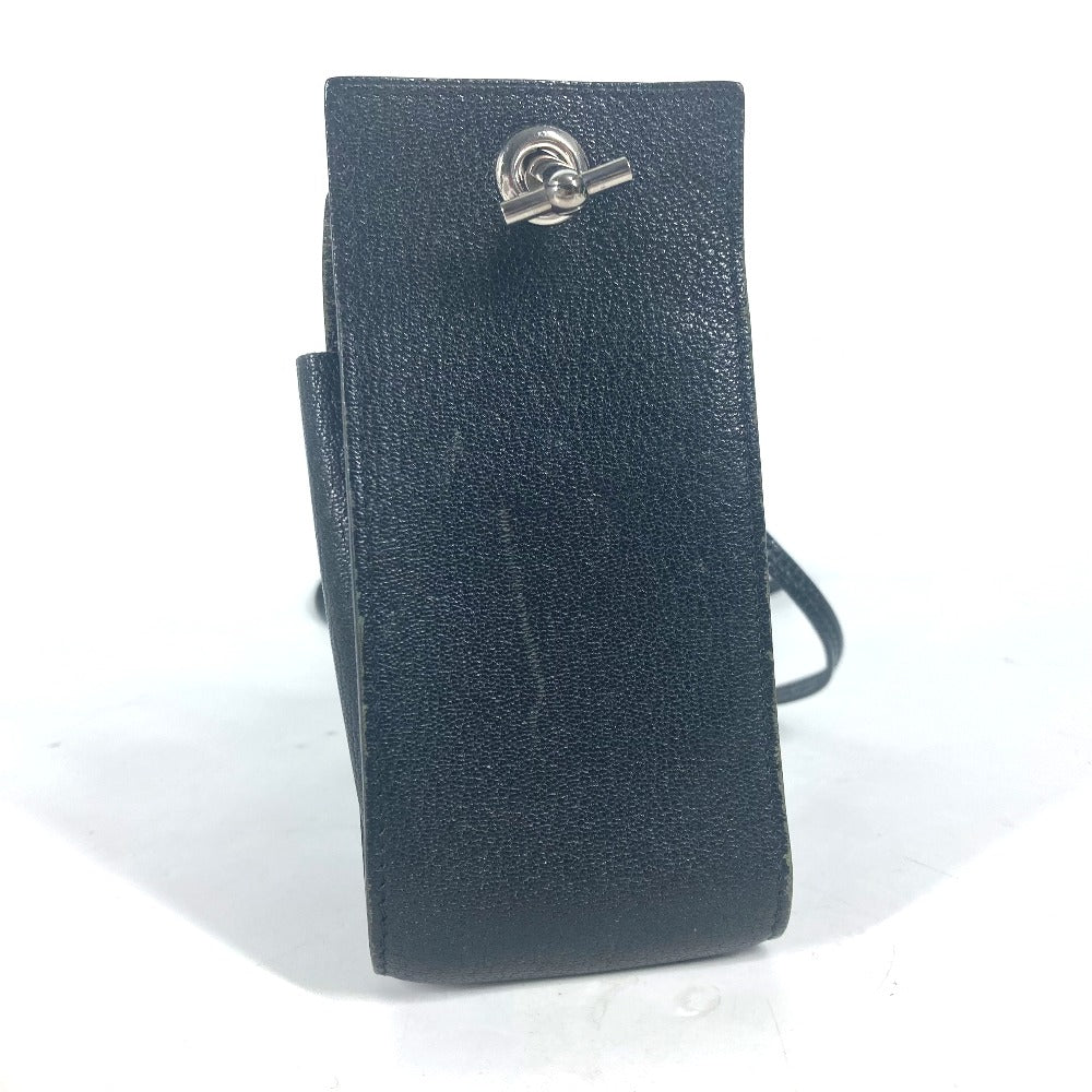 HERMES Pouch leather black Shoulder Bag Crossbody Bag with Strap Vespa