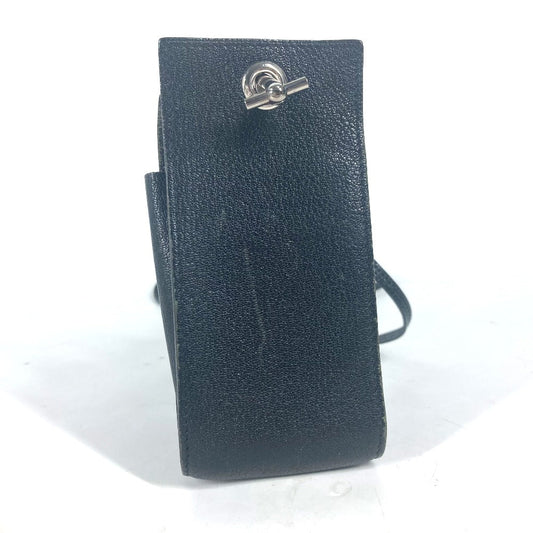 HERMES Pouch leather black Shoulder Bag Crossbody Bag with Strap Vespa