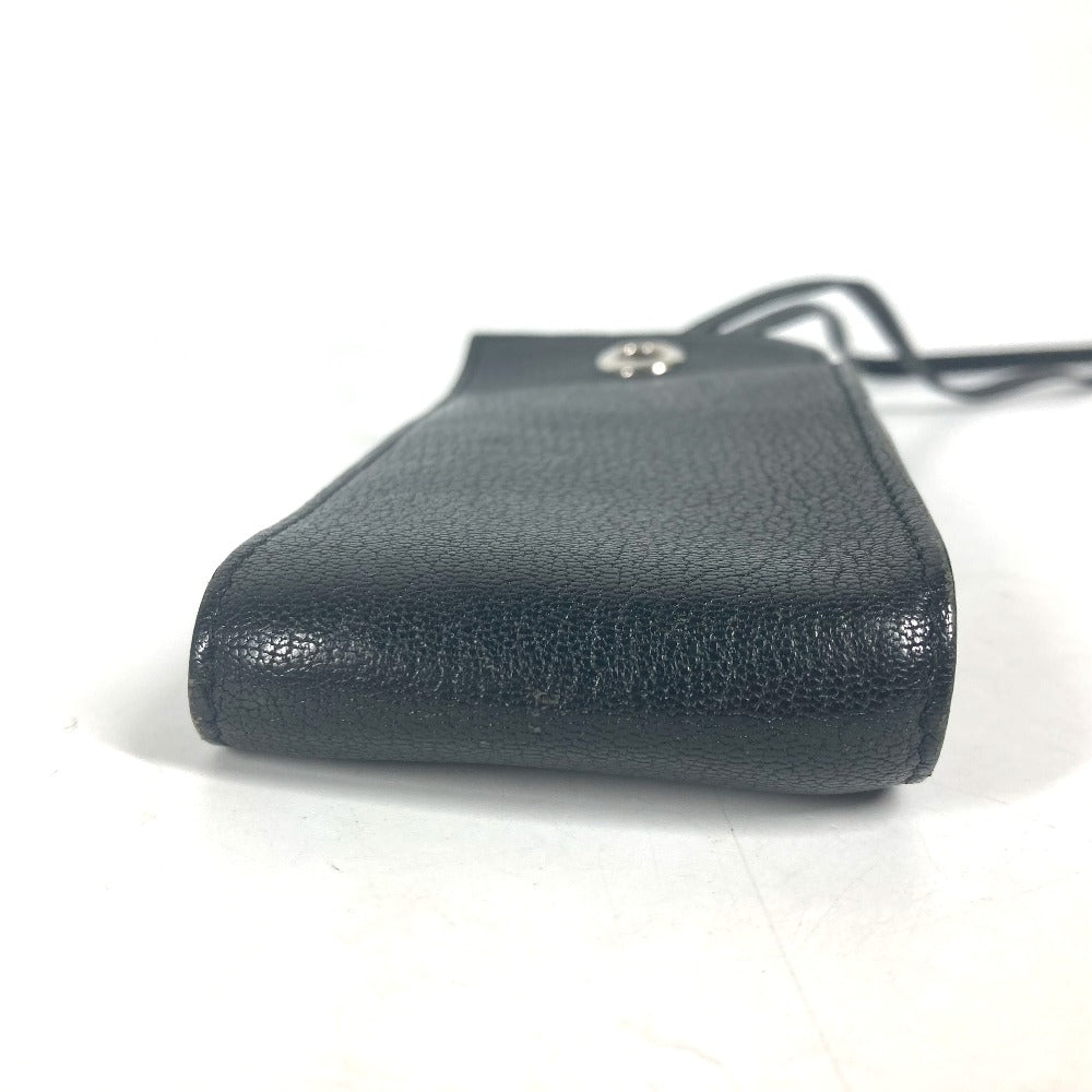 HERMES Pouch leather black Shoulder Bag Crossbody Bag with Strap Vespa