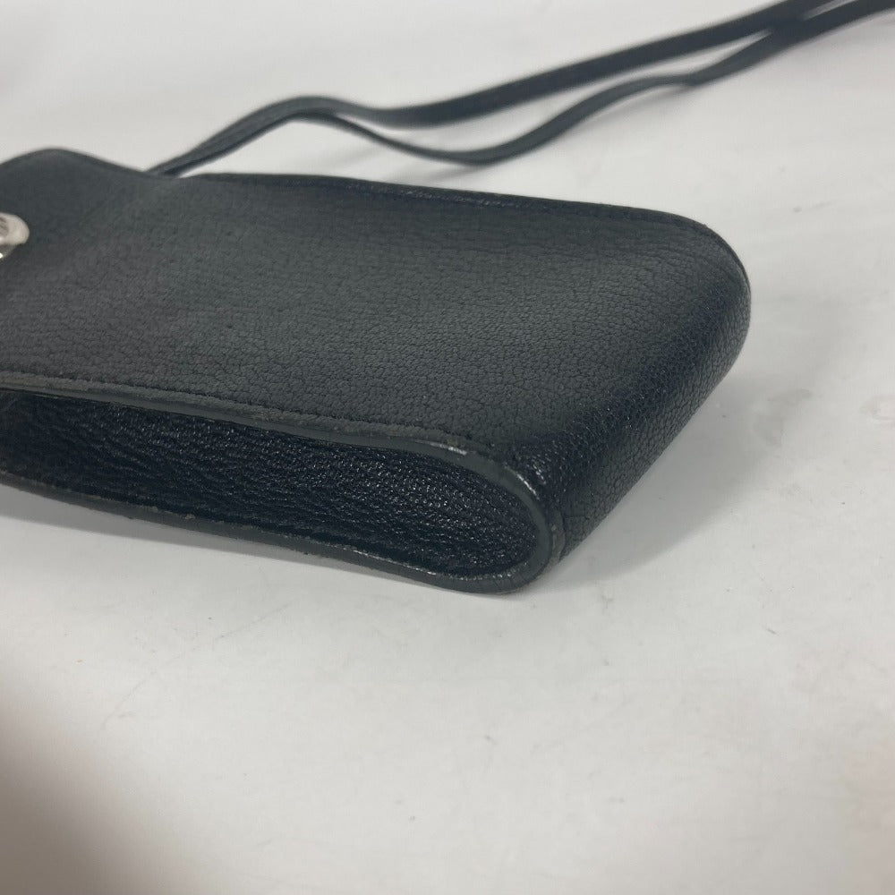 HERMES Pouch leather black Shoulder Bag Crossbody Bag with Strap Vespa