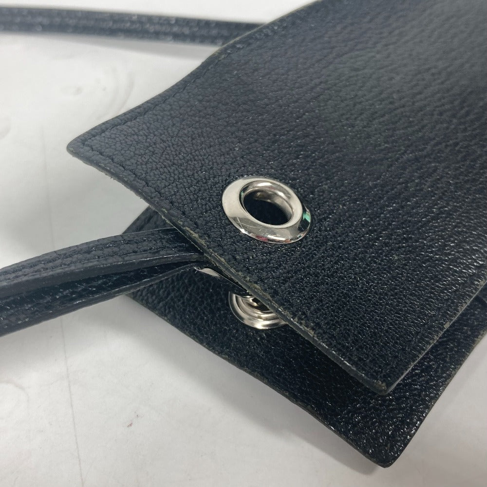 HERMES Pouch leather black Shoulder Bag Crossbody Bag with Strap Vespa