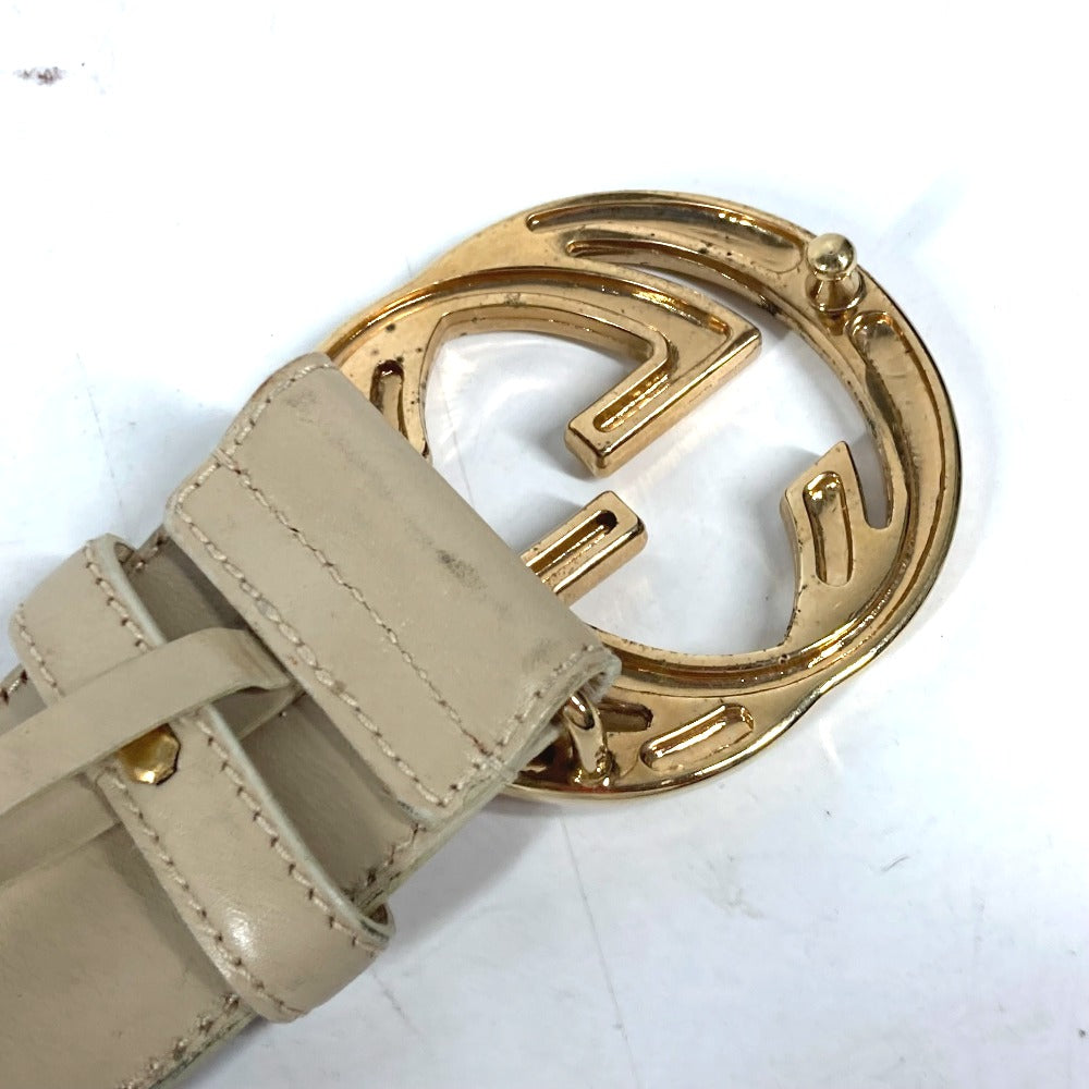 GUCCI belt 037・0394 leather beige GG logo 65