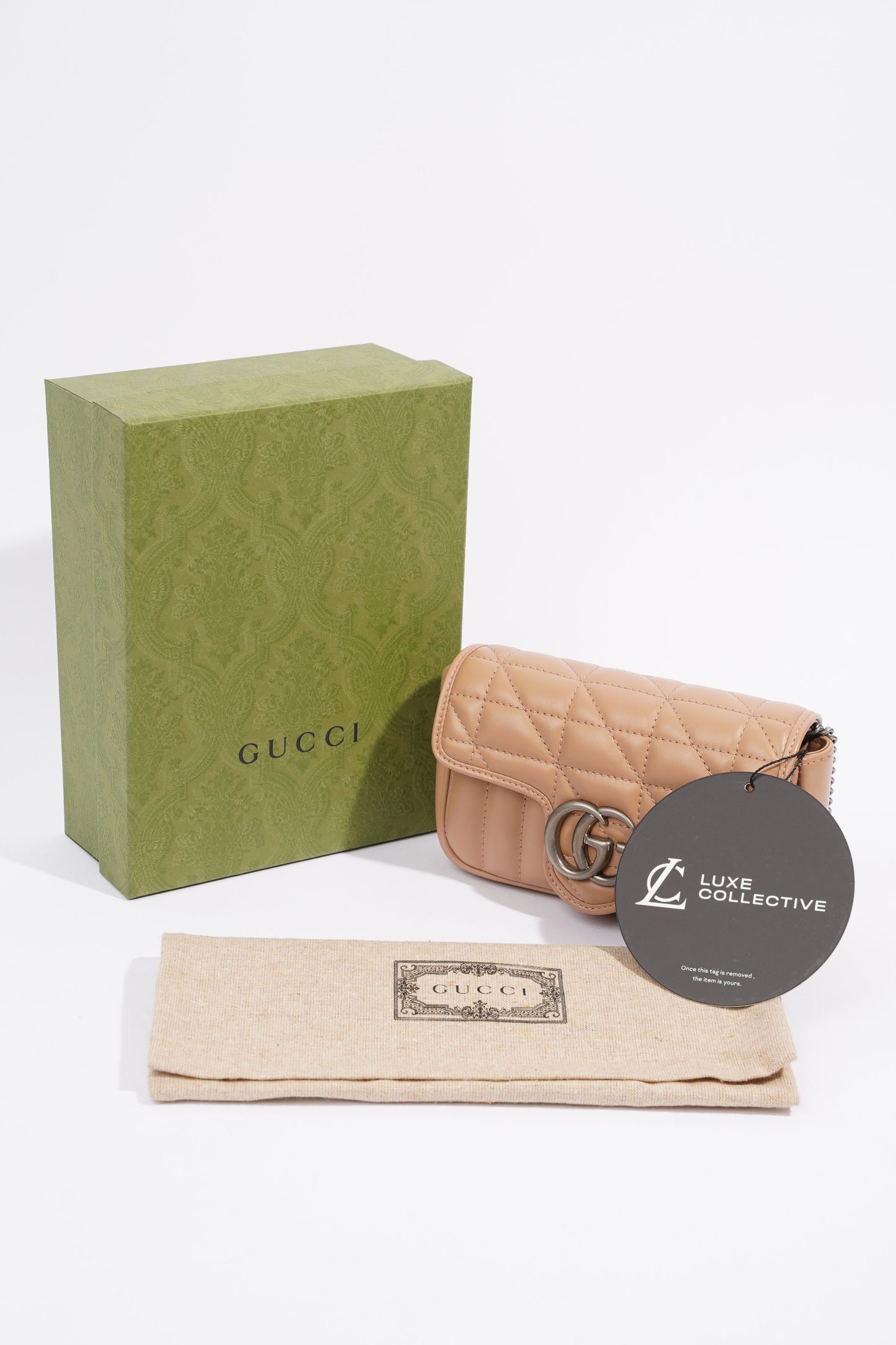 Gucci Marmont Flap Nude Matelasse Leather Super Mini