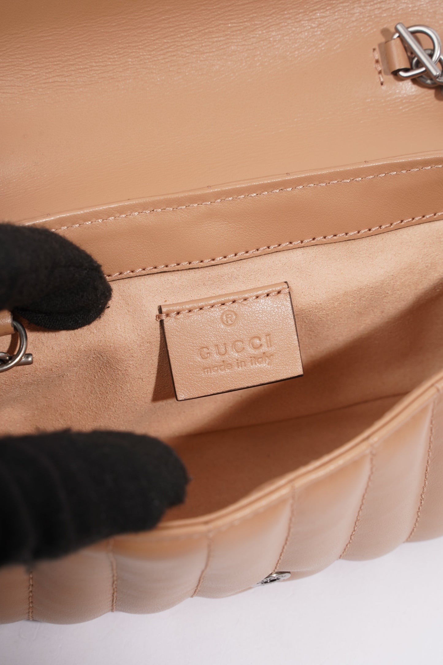 Gucci Marmont Flap Nude Matelasse Leather Super Mini