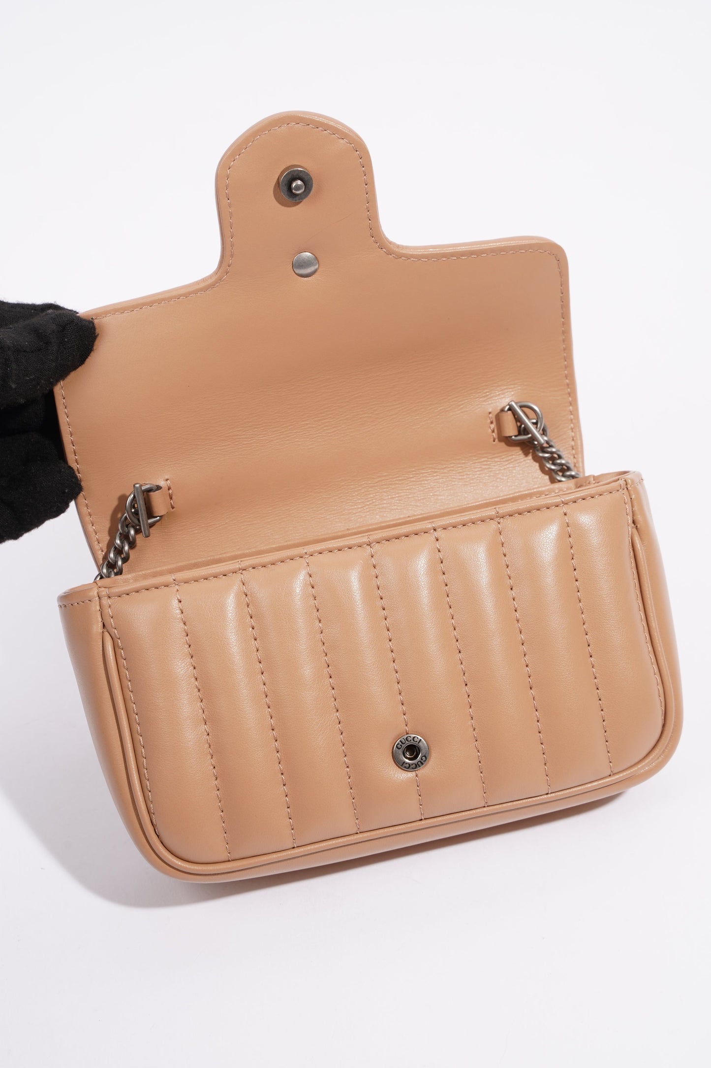 Gucci Marmont Flap Nude Matelasse Leather Super Mini
