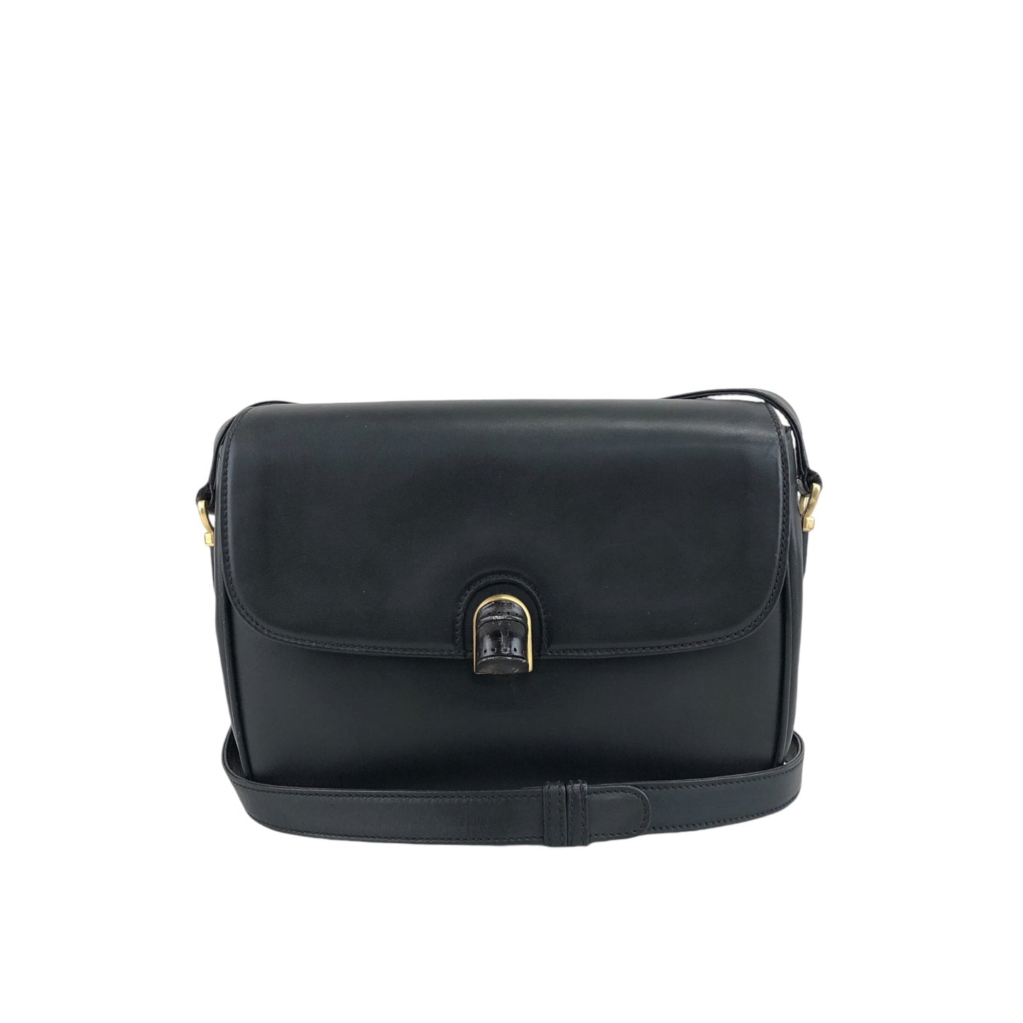 GUCCI Bamboo Turn Lock  Shoulder bag Black Vintage hksc78