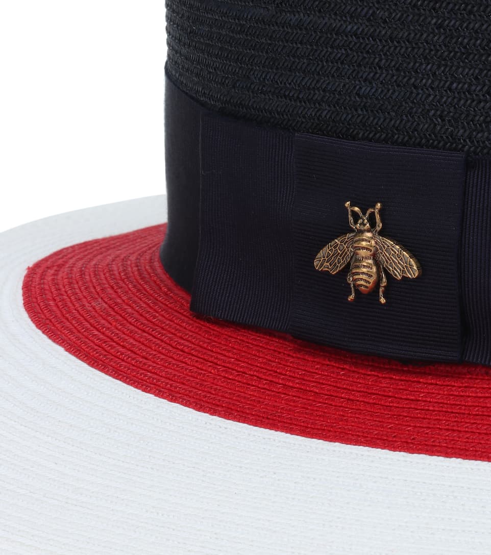 Gucci Papier Wide Brim Hat in Blue Red and White