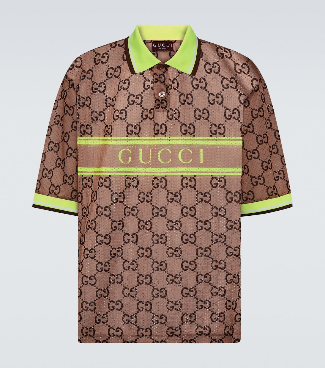 Gucci Men Logo Tech & Mesh Polo Shirt