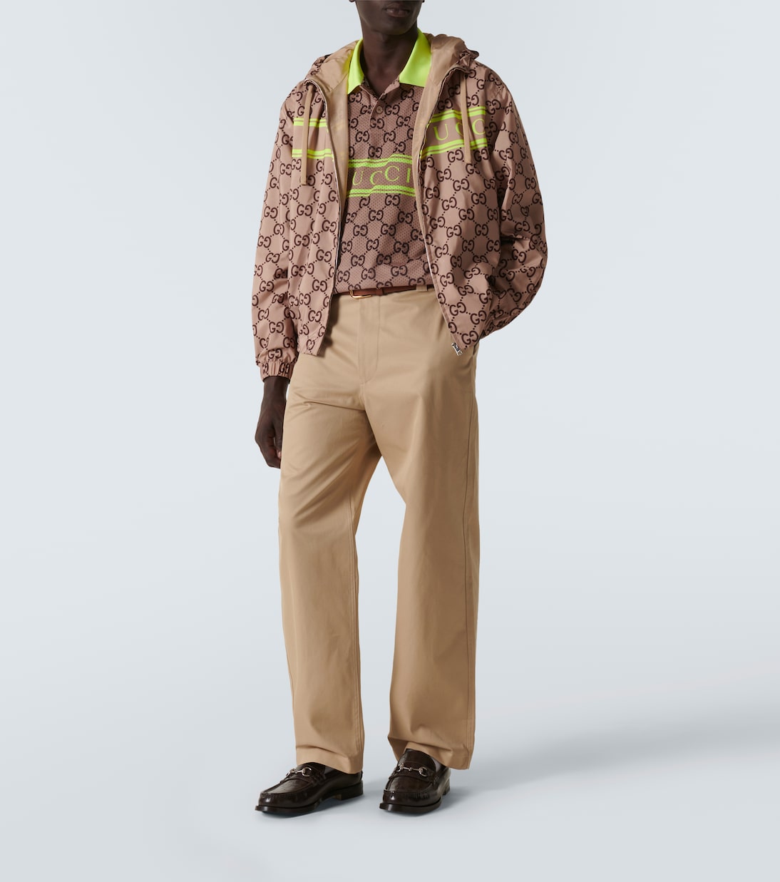 Gucci Men Logo Tech & Mesh Polo Shirt