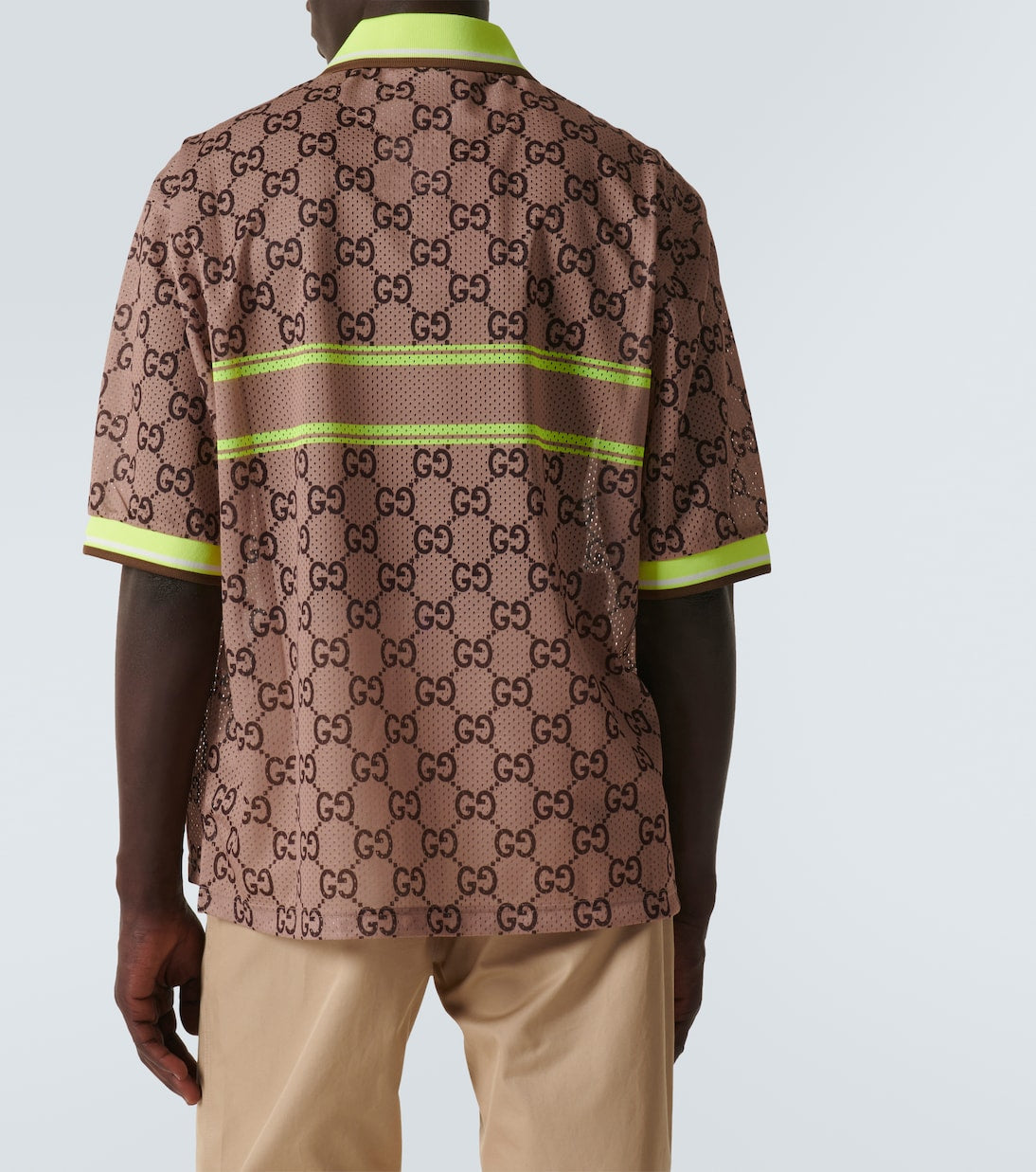 Gucci Men Logo Tech & Mesh Polo Shirt