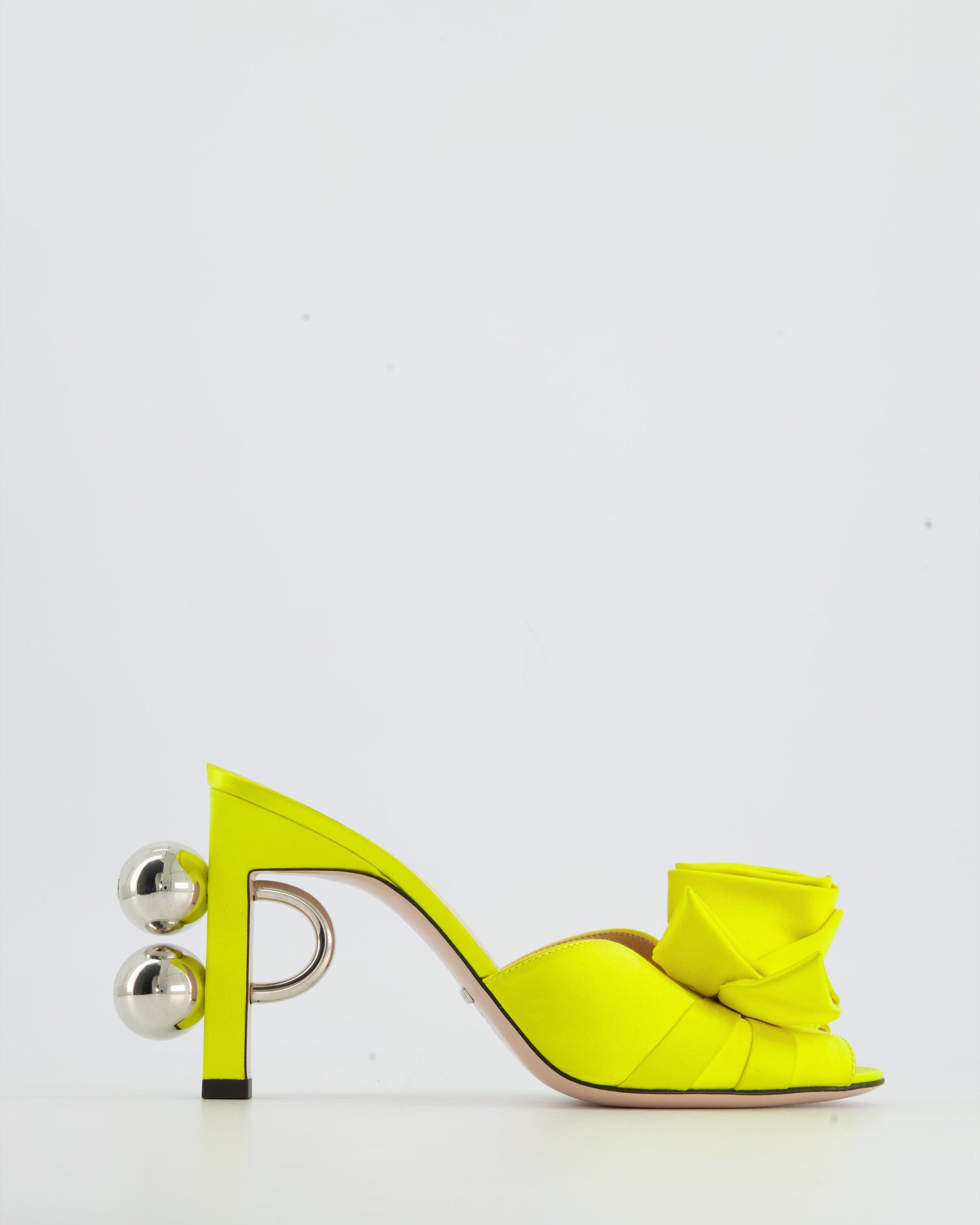 Gucci Neon Yellow Satin Rose Mules with GG Detailing Size EU 37.5