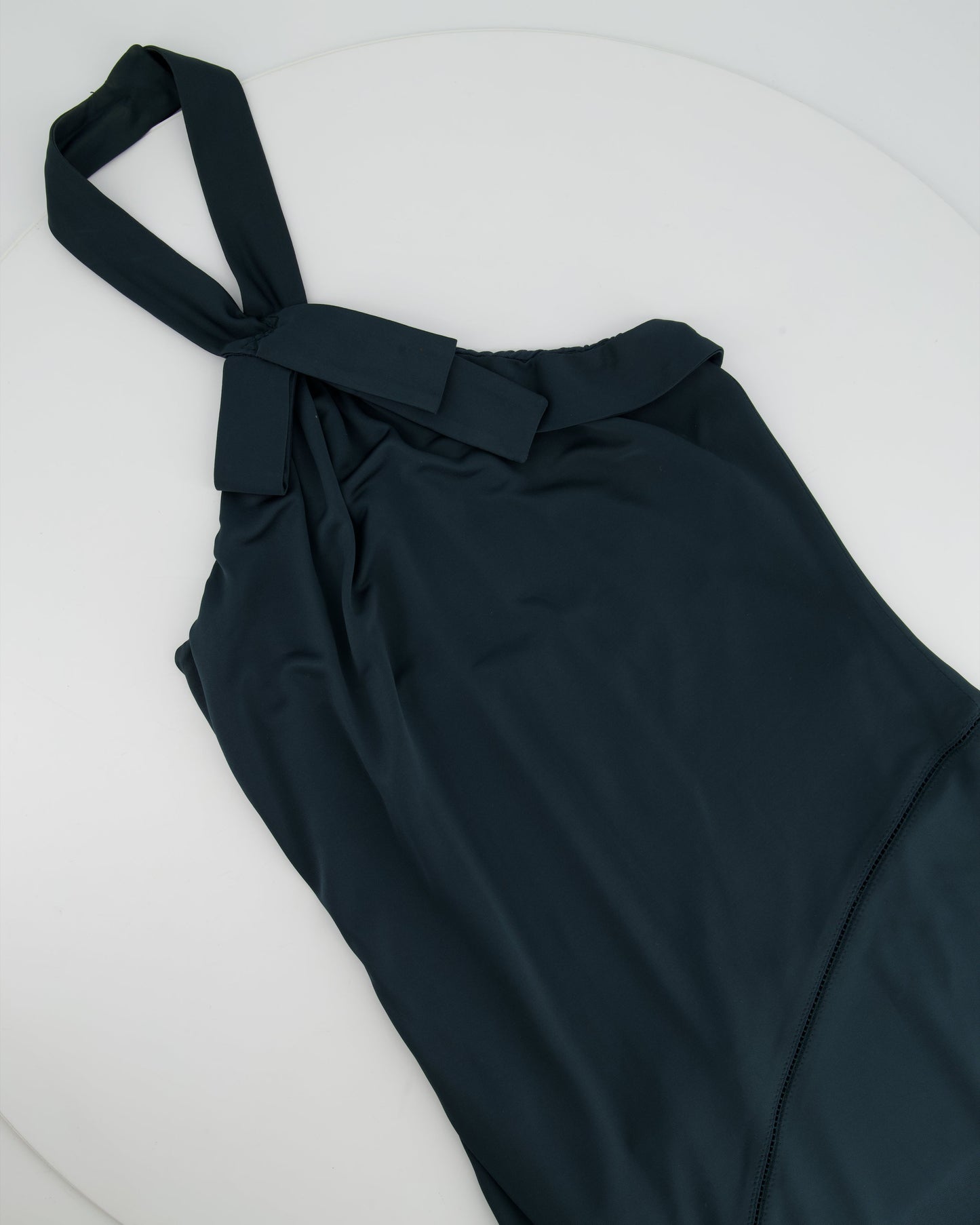 Gucci Green Sleeveless Bow Neck Dress with Cutout Line Details Size IT 40 (UK 8)