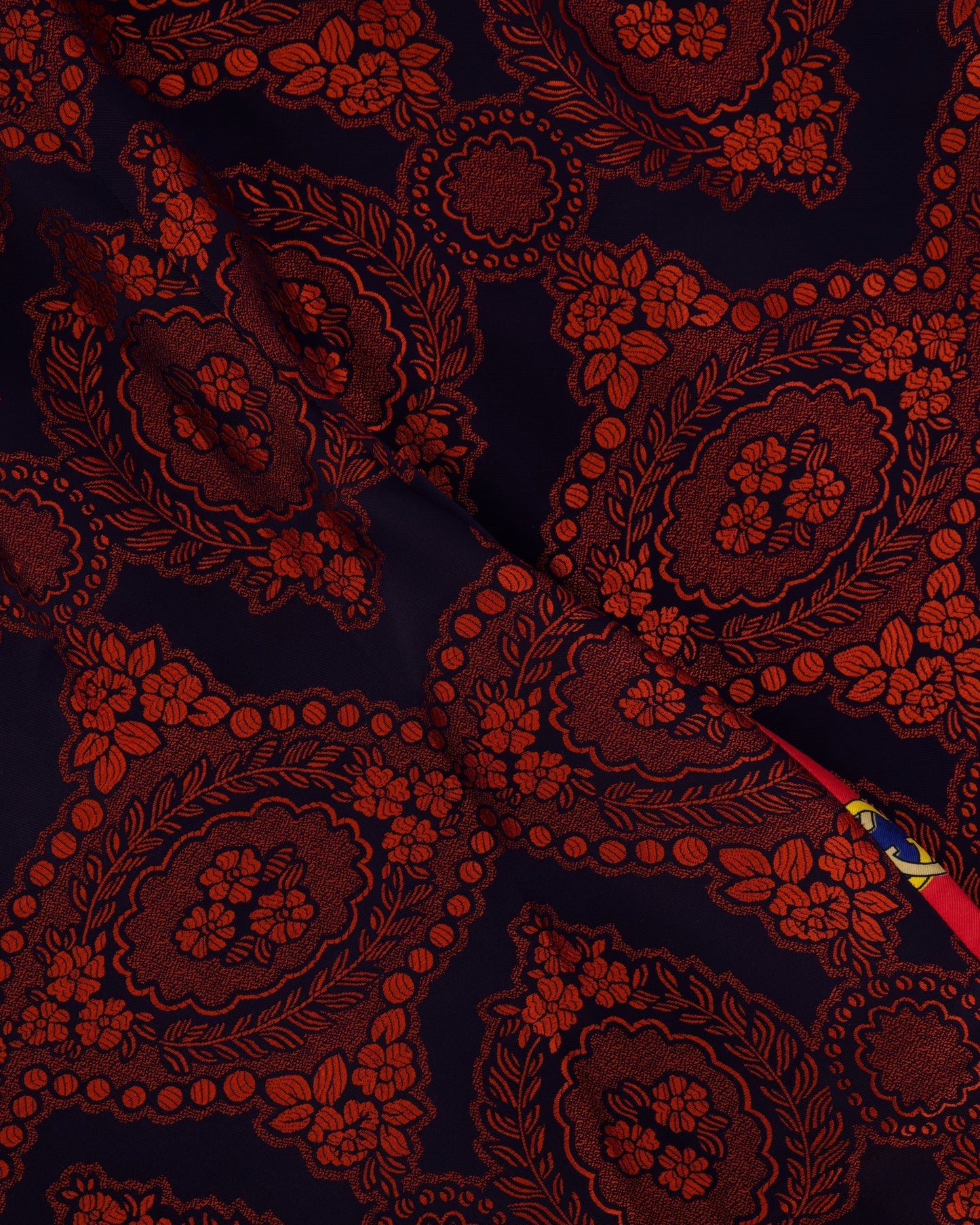 Gucci Red and Blue Silk GG & Floral Jacquard Trousers Size XXS (UK 4)