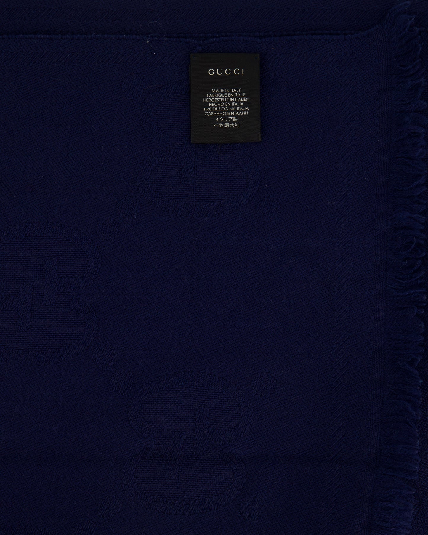 Gucci Navy Wool Monogram GG Printed Scarf