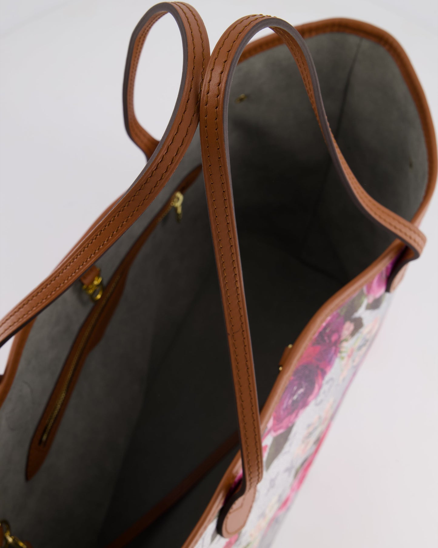 *LIMITED EDITION* Louis Vuitton Garden Capsule 2022 Neverfull MM Bag in Silver and Pink Floral Monogram Canvas with Brown Leather and Gold Hardware