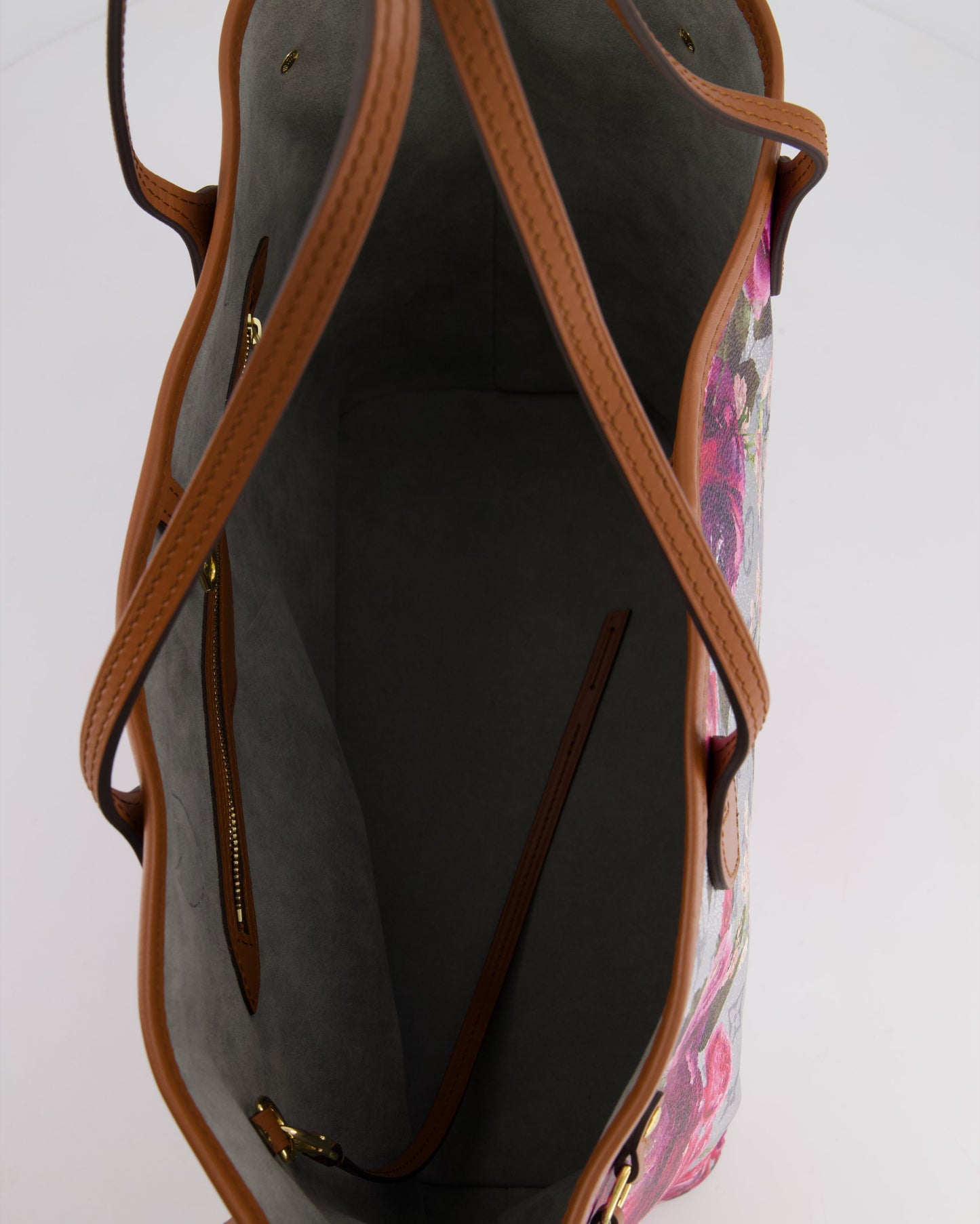 *LIMITED EDITION* Louis Vuitton Garden Capsule 2022 Neverfull MM Bag in Silver and Pink Floral Monogram Canvas with Brown Leather and Gold Hardware