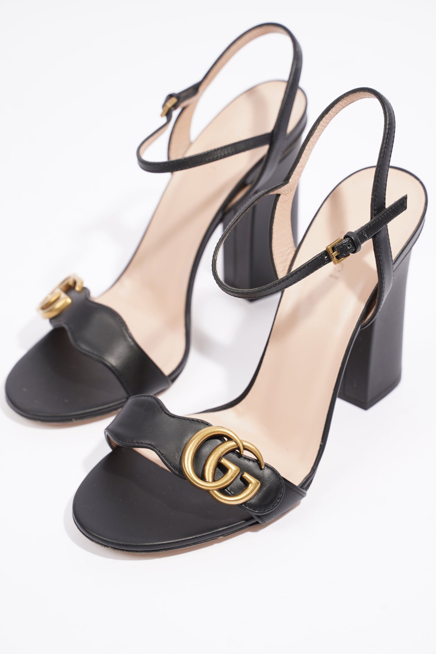 Gucci GG Marmont Sandals Black Leather EU 39 UK 6