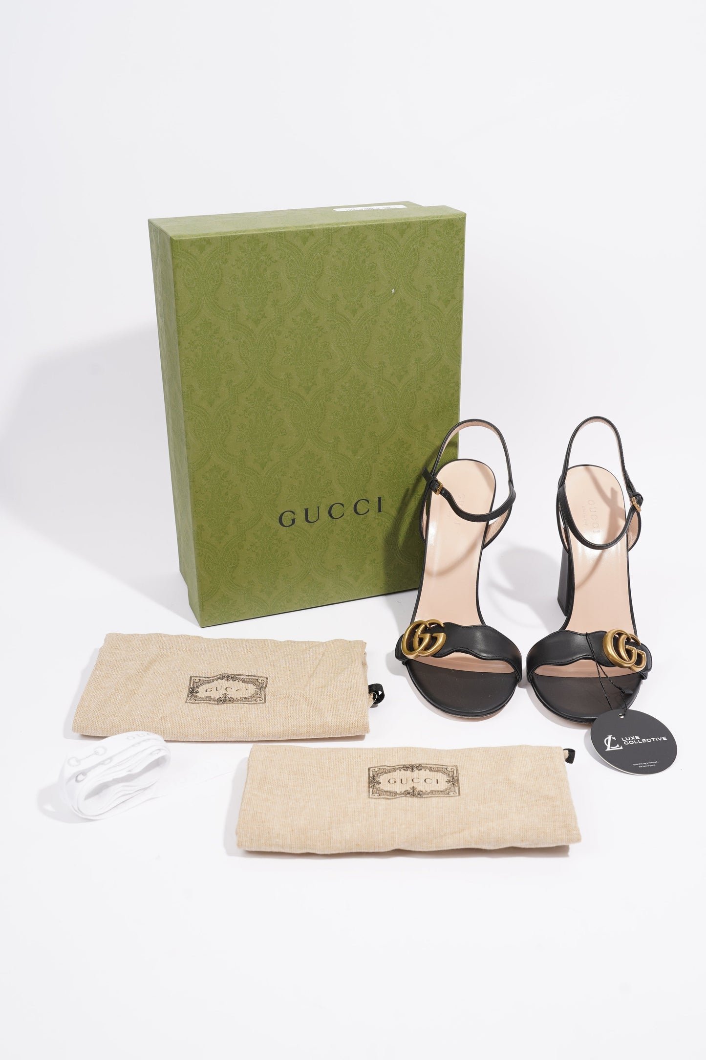 Gucci GG Marmont Sandals Black Leather EU 39 UK 6