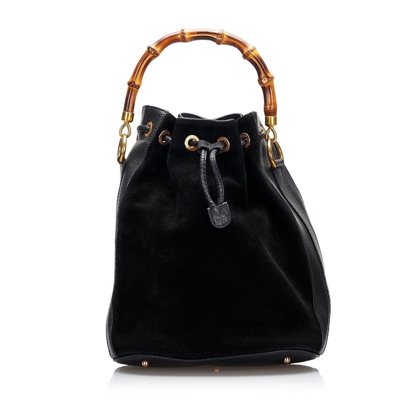 Gucci Suede Bamboo Bucket Satchel