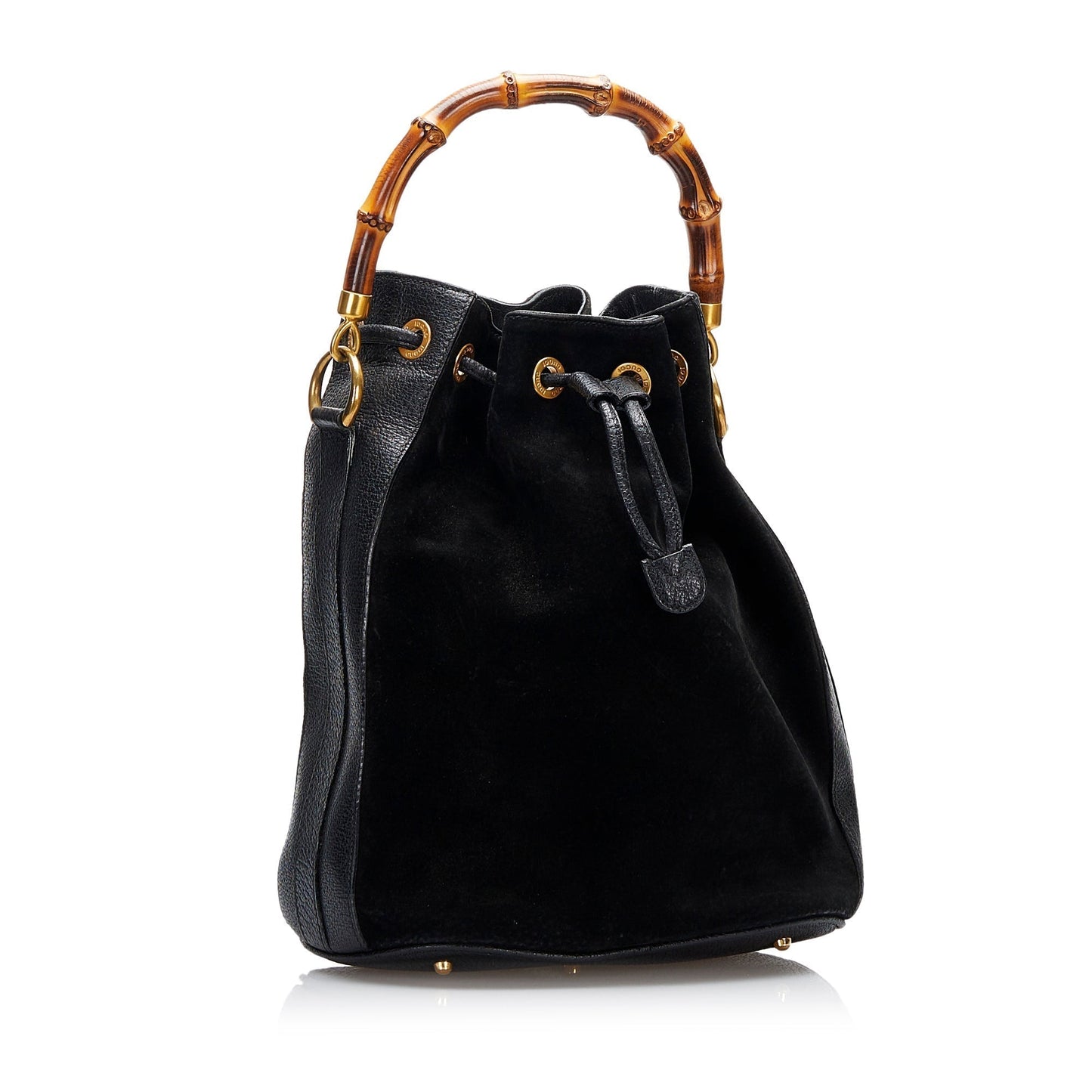 Gucci Suede Bamboo Bucket Satchel