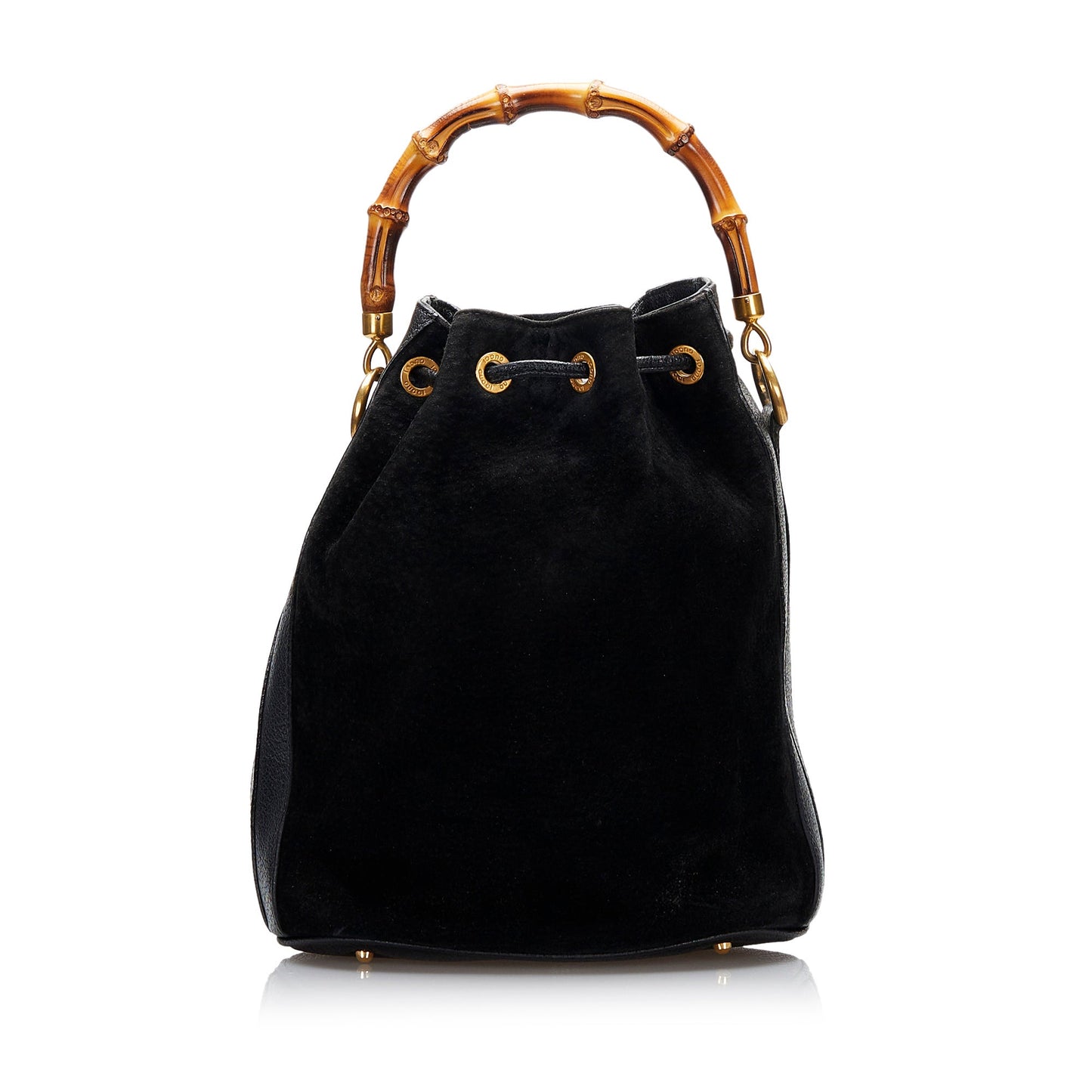 Gucci Suede Bamboo Bucket Satchel