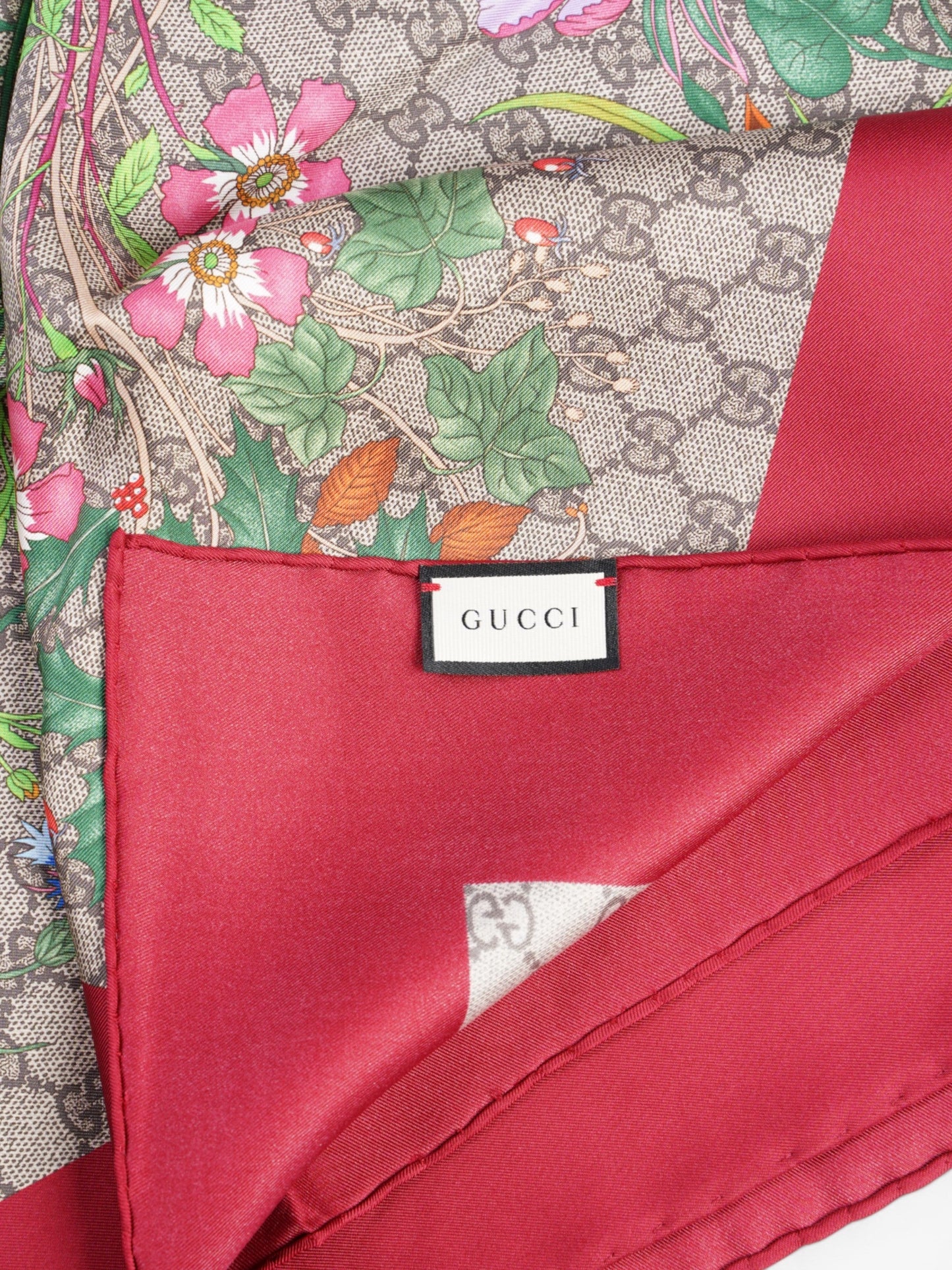 Gucci Floral Print Scarf Red Floral Multi Print Silk