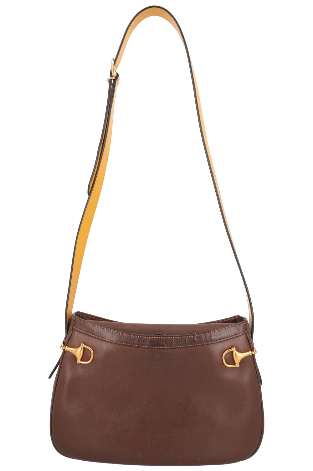 GUCCI Horsebit Crossbody Bag Brown Yellow